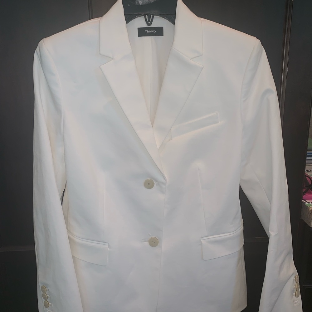 THEORY Sea Salt Double Stretch White Blazer